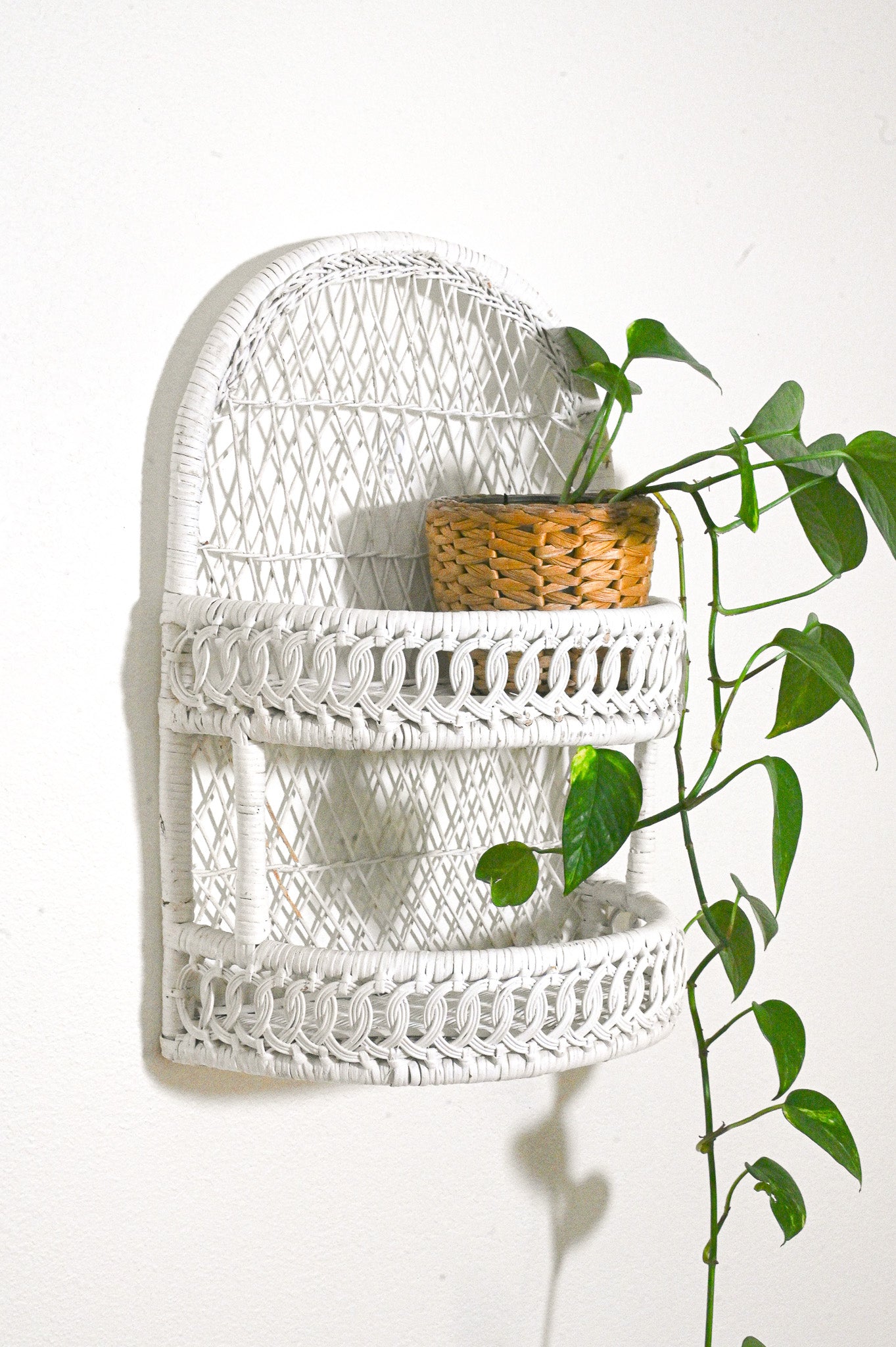White Wicker Shelf
