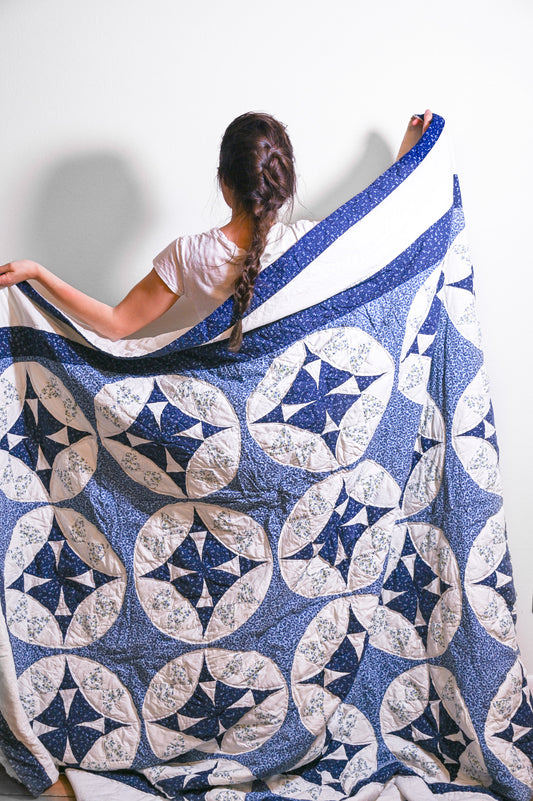 Queen Blue Floral Quilt