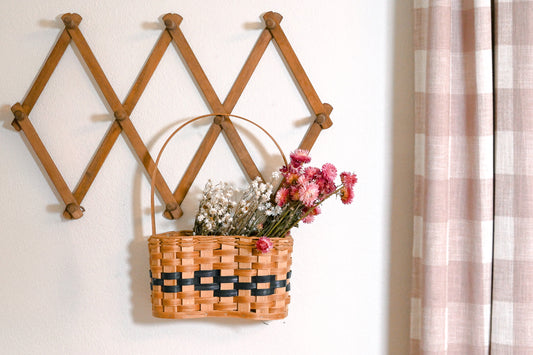 Blue Stripe Woven Hanging Basket